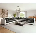 Produktbild: DELIFE Wohnlandschaft Clovis XXL Weiss Schwarz Ottomane Links, Design Wohnlandschaften, Couch Loft, Modulsofa, modular