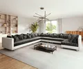 Produktbild: DELIFE Wohnlandschaft Clovis XXL Weiss Schwarz Ottomane Links, Design Wohnlandschaften, Couch Loft, Modulsofa, modular