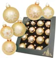 Produktbild: Krebs Glas Lauscha Weihnachtsbaumkugel Schneeflocke goldfarben (16 St), Weihnachtsdeko, Christbaumschmuck, Christbaumkugeln aus Glas