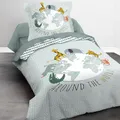 Produktbild: Kinderbettwäsche Set 2-teilig mit Tieren und Erdball - Decke 135x200 + Kissen 80x80 cm mit Reißverschluss - Bettwäsche für Jungen und Mädchen - 100% Baumwolle, Renforcé, Hautfreundlich, Oeko-Tex