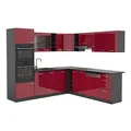 Produktbild: Vicco Eckküche R-Line, Rot Hochglanz/Anthrazit, 247 x 237 cm