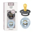 Produktbild: BIBS Colour Schnuller 2er-Pack, BPA-frei, Kirschform Nippel. Naturkautschuk/Latex, Hergestellt in Dänemark. Größe 2 | 6+ Monate | 2-Pack, Iron/Baby Blue
