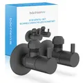 Produktbild: Bächlein Universal Eckventil mit Schnellverschluss Komfort Schwarz Matt [2er Set] - 1/2 Zoll, öffnet und schließt mit nur 1/4 Umdrehung [Quarter Turn]