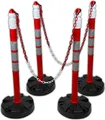 Produktbild: UvV® Quad 4 Kettenpfosten, Kettenständer + 10 m Kette rot/weiß als Absperrungset
