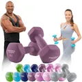 Produktbild: Miweba Sports Neopren Hantelset | 𝐏𝐫𝐨𝐟𝐢 Hantel - Hexagon Hanteln Set - Kurzhanteln - Kurzhantel Set - Gymnastikhanteln - Hantel Set - Dumbbell - 0,5-10 Kg (2X 5.0 kg, Lila)
