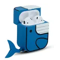 Produktbild: Cadorabo Hülle kompatibel mit Apple AirPod 1 & 2 - Design Blue Whale - Tragbare Silikon Kopfhörer Schutzhülle 3D Case Schlüsselanhänger