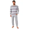 Produktbild: Normann Pyjama Herren Schlafanzug mit Bündchen in warmer Kuschel Interlock Qualität grau 58