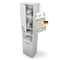 Produktbild: CDF Badezimmerschrank – Badschrank Schmal 40x30x170cm – Badezimmerschrank Schmal mit Tür und Regalen – Bad Hochschrank Modern – Badezimmer Schrank Hoch – Badezimmerschränke Weiß