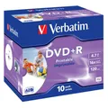 Produktbild: 1x10 Verbatim DVD+R 4,7GB Jewel 16x Speed, printable