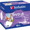 Produktbild: Verbatim DVD+R 4.7 GB bedruckbar 10er Jewelcase (43508)