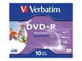 Produktbild: Verbatim DVD+R 4,7 GB, DVD-Rohlinge 16fach, 10 Stück Jewel Case Bedruckbar