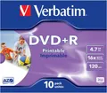 Produktbild: Verbatim DVD-Rohlinge DVD+R 4,7GB 16X 10er JC Printabl 10 Stüc