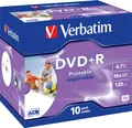 Produktbild: Verbatim DVD+R 4,7GB 16x Inkjet Printable Jewelcase 10 Stück DataLife+