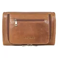 Produktbild: STILORD Juri Leder Kulturbeutel Groß für Damen und Herren Unisex Waschtasche für Unterwegs Kosmetiktasche aus Hochwertigem Echtleder Farbe:Mocca - Dunkelbraun
