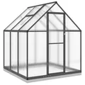 Produktbild: vidaXL Gewächshaus mit Fundamentrahmen, Pflanzenhaus mit Dachrinnensystem Flügeltür, Treibhaus für Pflanzen, Frühbeet, Anthrazit Aluminimum