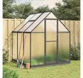 Produktbild: vidaXL Gewächshaus, Gewächshaus mit Fundamentrahmen Anthrazit 169x169x202 cm Alu