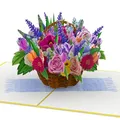 Produktbild: papercrush® Pop Up Karte „Bunter Blumenkorb“ - 3D Blumenkarte für sie (Frau, Freundin), Geburtstagskarte mit Blumenstrauß für Mama, Tante & Oma, Dankeskarte, Mutmacher oder Aufmunterung nach Operation