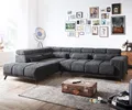 Produktbild: DELIFE Ecksofa Catan, Mikrofaser Anthrazit 295x230 Ottomane links Relaxfunktion Ecksofa