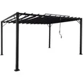 Produktbild: BERLINLODGE Pergola HxBxT 213x400x300cm Garten Lamellen-Pavillon Terrassenüberdachung Anthrazit 8cm-Alu-Gestell Textil