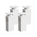Produktbild: Sossai® Design-Möbelfüße MFV1 | höhenverstellbar | 4er Set | Vierkant-Profil: 40 x 40 mm | Farbe: Weiß | Höhe: 80mm (+20mm) | Hochwertige Holzschrauben inklusive