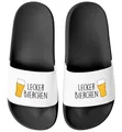 Produktbild: MoonWorks® Badeschlappen Lustig Spruch Lecker Bierchen Badelatschen Herren Damen Badeschuhe Pool Party Urlaub Männer Frauen Schwarz-weiss 46