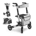 Produktbild: Juskys Rollator Vital faltbar, leicht & höhenverstellbar aus Aluminium bis 130 kg mit Sitz Grau