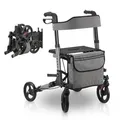Produktbild: Rollator Gehhilfe Laufhilfe Gehwagen Aluminium faltbar Sitzfläche Tasche B-WARE