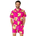 Produktbild: Opposuits Partyanzug Sommer Kombi Spongebob Pink - Strand Kostüm, Da gerät der Schwammkopf in Ekstase - Hemd und Shorts für die Beachp rosa XXL