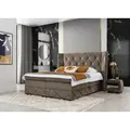 Produktbild: Boxspringbett Schlafzimmerbett ELVIANO 140x200cm Stoff Braun inkl. Ambiente-LED