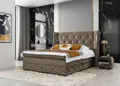 Produktbild: Boxspringbett Schlafzimmerbett ELVIANO 140x200cm Stoff Braun inkl. Ambiente-LED