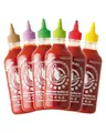Produktbild: FLYING GOOSE Sriracha scharfe Chilisaucen Mischkarton in 6 Geschmacksrichtungen, Würzsaucen aus Thailand zum Würzen, Dippen und Verfeinern, 6 x 455ml Multipackung
