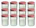 Produktbild: MamboCat Einmachglas CAPCRO 12er Set Sturzglas 435 ml Marmeladenglas rot karierter Deckel, Glas