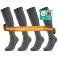 Produktbild: sockenkauf24 Stützkniestrümpfe Kompressionsstrümpfe Reisestrümpfe Stützstrümpfe mit Kompression (Grau, 4-Paar, 47-50) aus Baumwolle für Damen & Herren mit Komfortbund grau 47-50