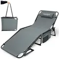 Produktbild: deluxe4home Gartenliege Sonnenliege 5-stufig Verstellbar I Liegestuhl Anthrazit Campingliege, Verstellbar grau