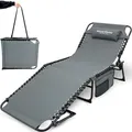 Produktbild: deluxe4home® Gartenliege Sonnenliege 5-stufig verstellbar I Liegestuhl Anthrazit Campingliege Klappbar mit Seitentasche & Tragegurt Strandliege