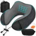Produktbild: SOMLAW Nackenkissen Flugzeug - Reisekissen 100% Memory Foam - Tragbares Flugkissen - mit 3D-Schlafmaske und Ohrstöpsel - Ideal für Flugzeugstuhl, Auto, Zuhause, Büro, Schlafkissen
