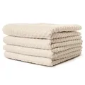 Produktbild: Carenesse 4er Handtücher Set 50 x 100 cm Natur I 100% ungebleichte & ungefärbte natürliche Baumwolle Öko-Tex 100 I Frottee Handtuch Set mit Waffelmuster & Bordüre I saugstark/weich