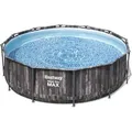 Produktbild: Steel Pro maxTM Frame Pool-Set mit Filterpumpe ø 366 x 100 cm, Holz-Optik (Mooreiche), rund