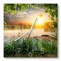 Produktbild: DEQORI Glasuhr | 30x30 cm | Motiv Ruhender See am Abend | ausgefallene leise Design Uhr aus Glas | Wanduhr für Wohnzimmer & Küche | moderne Hingucker Uhr für die Wand