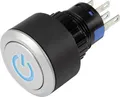 Produktbild: TRU Components 1303031 LAS1-AWY-11T/B/12V/P Drucktaster 250 V/AC 3A 1 x Aus/(Ein) tastend Blau IP65 1St.