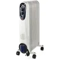 Produktbild: Mobiler Heizkörper Ölheizung Radiator Heizgerät Mit Rollen, Thermostat Stolperschutz, Weiß, 3 Stufen 800/1200/2000 Watt, Bxhxt 24x62x39 Cm, Nedis Htoi30wt9