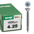 Produktbild: SPAX Universalschraube, 4,0 x 25 mm, 1000 Stück, T-STAR plus, Senkkopf, Vollgewinde, 4CUT, WIROX A3J, 1191010400255