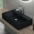 Produktbild: doporro Waschbecken keramik Aufsatzwaschbecken Hängewaschbecken Eckwaschbecken Waschtisch mit Nano-Bechichtung 51x36x13 cm Matt Schwarz
