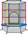 Produktbild: COSTWAY Ø140cm Gartentrampolin mit Sicherheitsnetz, Trampolin bis 45kg belastbar, Indoor-/Outdoortrampolin für Kinder ab 3 Jahre
