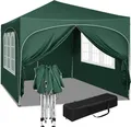 Produktbild: WOLTU Pavillon, Faltpavillon 3x3 m, mit 4 Seitenwänden, Partyzelt wasserabweisend UV-Schutz 50+, höhenverstellbarer Gartenpavillon, mit Tragetasche, für Outdoor Garten Camping Grün