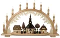 Produktbild: Holz Schwibbogen Lichterbogen 230V - Seiffener Kirche & Dorf mit Kurrende