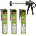 Produktbild: Petec 3x K & D Kleben und Dichten Grau 310ml + Ausdrückpistole