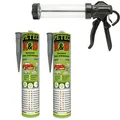 Produktbild: Petec 2x K & D Kleben und Dichten Grau 310ml + Ausdrückpistole