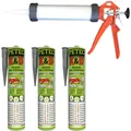 Produktbild: Petec 3x K & D Kleben und Dichten Grau 310ml + Ausdrückpistole