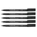 Produktbild: Staedtler Folienstift Lumocolor permanent, wisch- und wasserfest auf fast allen Flächen, Linienbreite F 0,6 mm, nachfüllbar, lange Lebensdauer, 5 schwarze Universalstifte, 318-9X